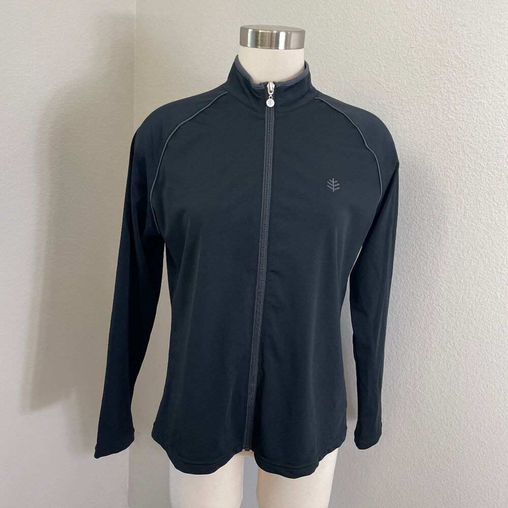 Coolibar Womens Large Full Zip Black Long Sleeve Jacket UPF 50+ Sun Protection‎